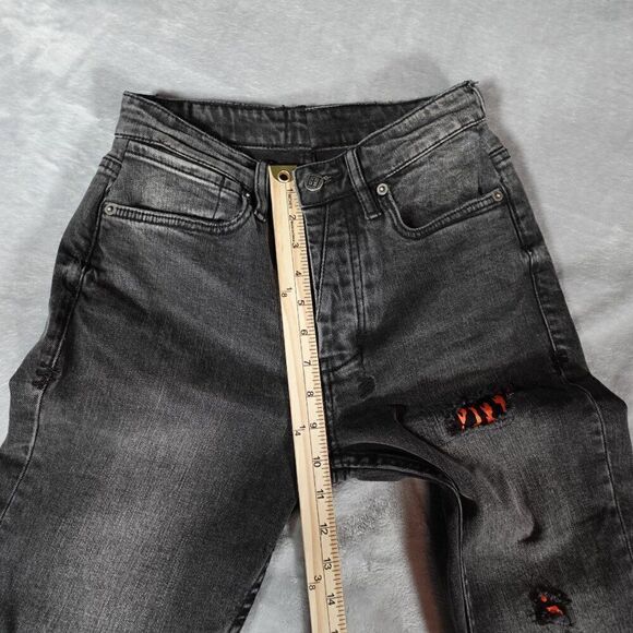 Ksubi Van Winkle Angst Fire Patch Skinny Jeans Womens 28 (Fits 26x27.5) Altered - Picture 14 of 15